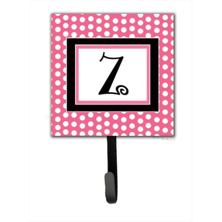 Carolines Treasures Letter Z Initial Monogram - Pink Black Polka Dots Leash Holder Or Key Hook CJ1001-ZSH4